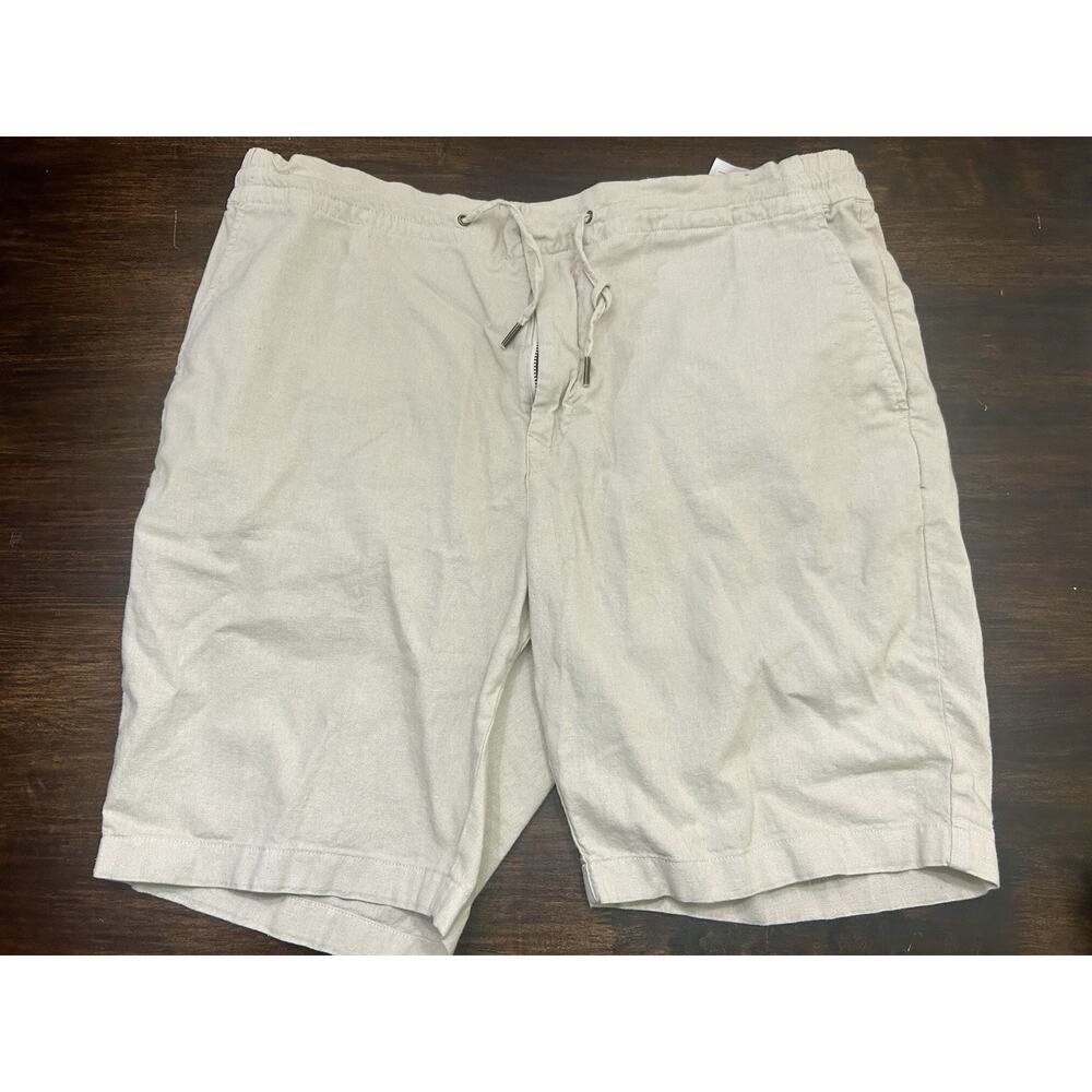 BARBOUR Linen/Cotton Elastic Waist Drawstring Casual Shorts Sz W42 Ivory Beige